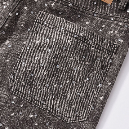 RHINESTONES DENIM PANTS