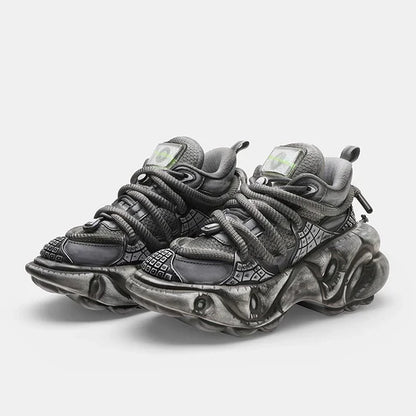 GRAY SILVER DULL COLOR WIDE SNEAKERS