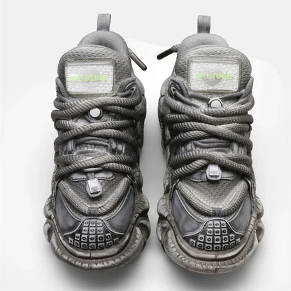 GRAY SILVER DULL COLOR WIDE SNEAKERS