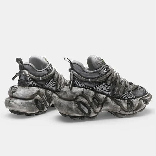 GRAY SILVER DULL COLOR WIDE SNEAKERS