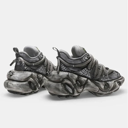 GRAY SILVER DULL COLOR WIDE SNEAKERS