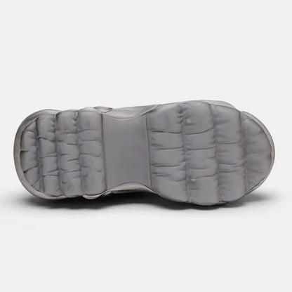 GRAY SILVER DULL COLOR WIDE SNEAKERS