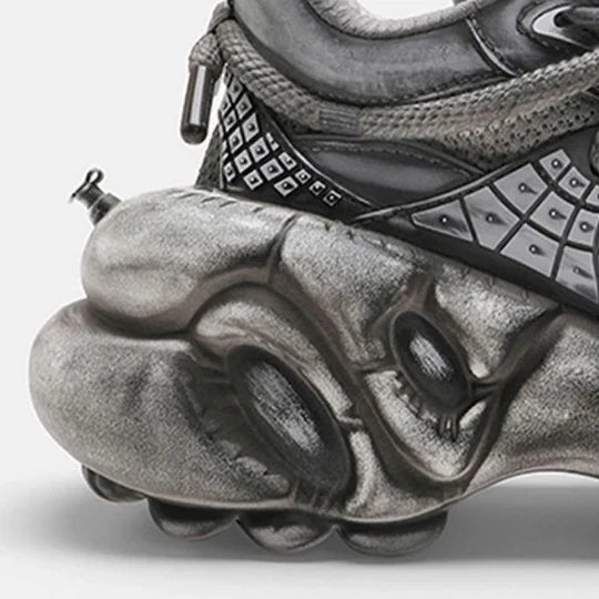 GRAY SILVER DULL COLOR WIDE SNEAKERS