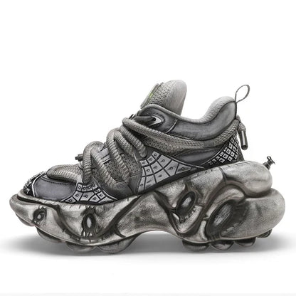 GRAY SILVER DULL COLOR WIDE SNEAKERS