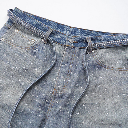 RHINESTONES DENIM PANTS