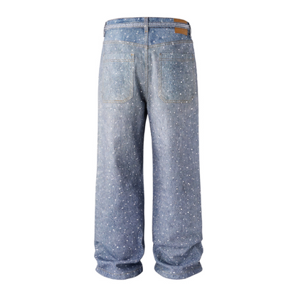 RHINESTONES DENIM PANTS